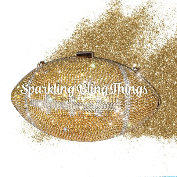 NWT Sparkling Bling Swarovski Crystal Football Clutch Purse Bag Super Bo… - Picture 4 of 17